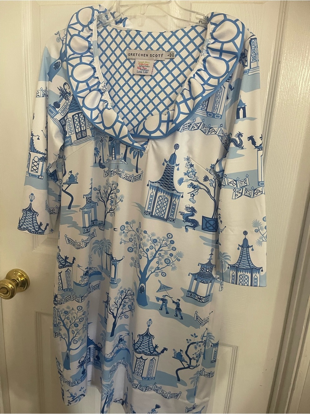 Gretchen Scott Designs Blue and White Mini Dress